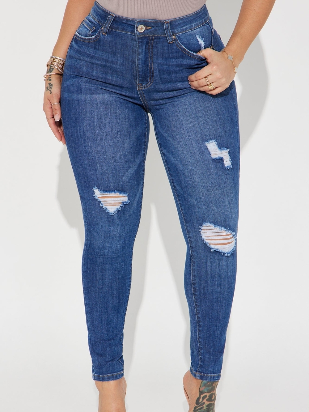Higher Frequency Stretch Ripped Skinny Jeans